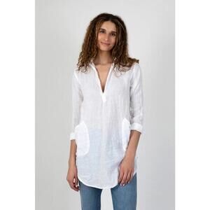 Cp Shades Women’s Teton Classic White Minimalist Linen Tunic‎ Sz XS